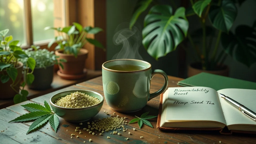 Professional header image for educational tutorial: Crushed Hemp Seed Tea Benefits and the Bioavailability Boost